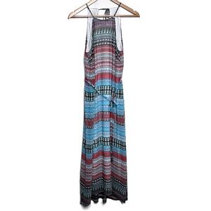 Donna Morgan Women's Multi-Colored Aztec Print Maxi Formal Party Summer Dress